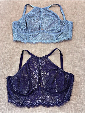 Victoria's Secret Very Sexy Unlined Plunge Lace Bras Purple & lavender Size 32DD